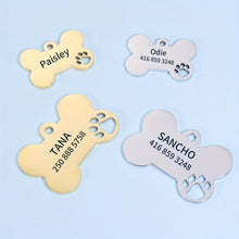 Load image into Gallery viewer, Custom Engraved Dog Bone ID Tag with Phone Number - Personalized Name Tag for Small and Medium Puppies - Durable and Stylish Pet Accessory