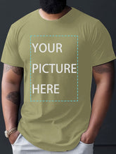 Load image into Gallery viewer, Plus Size Men's Custom T-shirt, "Your Picture Here" Graphic Print Short Sleeve Tees For Summer