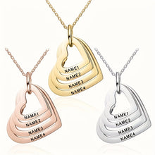 गैलरी व्यूवर में इमेज लोड करें, Personalized Stainless Steel Engraved Name Necklace Custom Name Multilayer Heart Pendant Necklace Charm Women's Name Plate Jewelry Holiday Ornament Gifts For Girlfriend