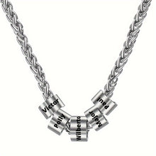 Load image into Gallery viewer, Personalized Stainless Steel Beaded Pendant Necklace for Women - Custom Name Necklace on Button Chain - Perfect Holiday Gift