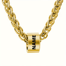 Load image into Gallery viewer, Personalized Stainless Steel Beaded Pendant Necklace for Women - Custom Name Necklace on Button Chain - Perfect Holiday Gift