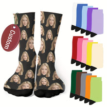 Load image into Gallery viewer, 1 Pairs Of Unisex Knitted Funny Face Pattern Crew Socks Support Personal Photo Customization, Comfy & Breathable Elastic Socks, For Gifts, Parties And Daily Wearing