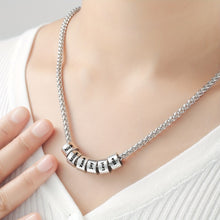 Load image into Gallery viewer, Personalized Stainless Steel Beaded Pendant Necklace for Women - Custom Name Necklace on Button Chain - Perfect Holiday Gift