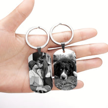 Load image into Gallery viewer, Personalized Stainless Steel Keychain - Custom Photo Key Tag for Pet Lovers, Valentine's Day, Birthdays and Memorials