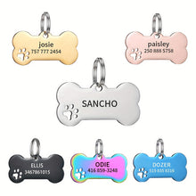 Load image into Gallery viewer, Custom Engraved Dog Bone ID Tag with Phone Number - Personalized Name Tag for Small and Medium Puppies - Durable and Stylish Pet Accessory