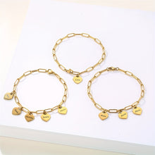 Load image into Gallery viewer, Personalized Engraved Name Bracelet - Stainless Steel Square Wire Chain with Heart Golden Charm - Customizable for Women's Jewelry Gift