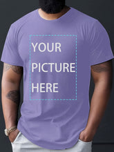 Load image into Gallery viewer, Plus Size Men's Custom T-shirt, "Your Picture Here" Graphic Print Short Sleeve Tees For Summer