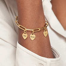 Load image into Gallery viewer, Personalized Engraved Name Bracelet - Stainless Steel Square Wire Chain with Heart Golden Charm - Customizable for Women's Jewelry Gift