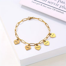 Load image into Gallery viewer, Personalized Engraved Name Bracelet - Stainless Steel Square Wire Chain with Heart Golden Charm - Customizable for Women's Jewelry Gift
