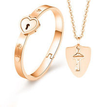 Load image into Gallery viewer, Lock Bracelet and Key Necklace Set
