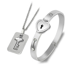 Load image into Gallery viewer, Lock Bracelet and Key Necklace Set