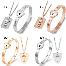 Load image into Gallery viewer, Lock Bracelet and Key Necklace Set