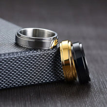 Load image into Gallery viewer, Personalized Spinner Ring for Men Women 6mm Stainless Steel Rotatable Wedding Band Custom Name Date Initial Male Tail Ring