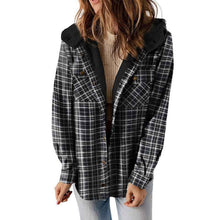 Load image into Gallery viewer, Plush Check Print Hooded Coat