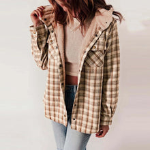 Load image into Gallery viewer, Plush Check Print Hooded Coat