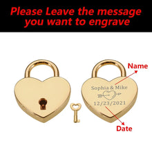 Load image into Gallery viewer, Customized Name Padlock Key Valentine's Day Love Lock Personalized Date Couple Keychain Key and Lock Fashion Jewelry Couple Gift