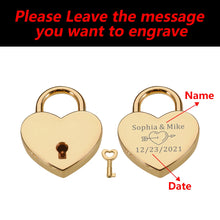 Load image into Gallery viewer, Customized Name Padlock Key Valentine's Day Love Lock Personalized Date Couple Keychain Key and Lock Fashion Jewelry Couple Gift