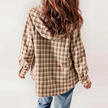 Load image into Gallery viewer, Plush Check Print Hooded Coat