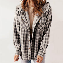 Load image into Gallery viewer, Plush Check Print Hooded Coat
