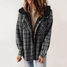Load image into Gallery viewer, Plush Check Print Hooded Coat