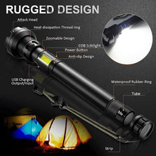 Load image into Gallery viewer, LED Rechargeable Tactical Laser Flashlight 90000 High Lumens