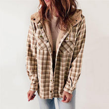 Load image into Gallery viewer, Plush Check Print Hooded Coat