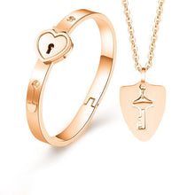 Load image into Gallery viewer, Lock Bracelet and Key Necklace Set