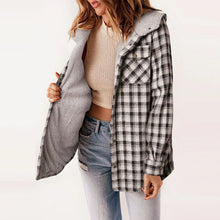 Load image into Gallery viewer, Plush Check Print Hooded Coat
