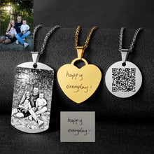 Load image into Gallery viewer, Custom Photo Necklace for Women Heart Stainless Steel Pendant Personalized Engraved Picture Photos Name Lovers Christmas Gifts