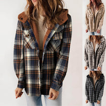 Load image into Gallery viewer, Plush Check Print Hooded Coat