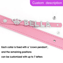 Load image into Gallery viewer, Sparkling Rhinestone Heart and Star Shaped Personalized Dog Collar - PU Leather ID Collars for Small, Medium, and Large Dogs
