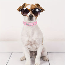 Load image into Gallery viewer, Sparkling Rhinestone Heart and Star Shaped Personalized Dog Collar - PU Leather ID Collars for Small, Medium, and Large Dogs