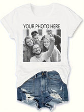 Load image into Gallery viewer, Customized Picture Print T-shirt, Casual Short Sleeve Crew Neck T-shirt For Spring & Summer, Women's Clothing