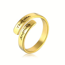Load image into Gallery viewer, Personalized Stainless Steel Ring with 18k Gold Plating - Engrave 2 Names (Up to 25 Characters) - Perfect for Men and Women