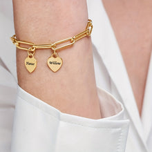 Load image into Gallery viewer, Personalized Engraved Name Bracelet - Stainless Steel Square Wire Chain with Heart Golden Charm - Customizable for Women's Jewelry Gift