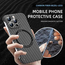 Load image into Gallery viewer, Carbon Fiber Texture Magnetic Wireless Charging iPhone Case