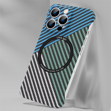 Load image into Gallery viewer, Carbon Fiber Texture Magnetic Wireless Charging iPhone Case