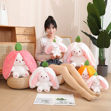 Load image into Gallery viewer, Strawberry Bunny Transformed into Little Rabbit Fruit Doll Plush Toy