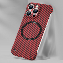 Load image into Gallery viewer, Carbon Fiber Texture Magnetic Wireless Charging iPhone Case