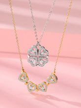 गैलरी व्यूवर में इमेज लोड करें, लकी हार्ट स्टर्लिंग सिल्वर नेकलेस छह गुलाबों के साथ