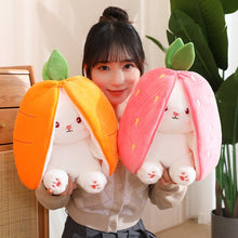 Load image into Gallery viewer, Strawberry Bunny Transformed into Little Rabbit Fruit Doll Plush Toy