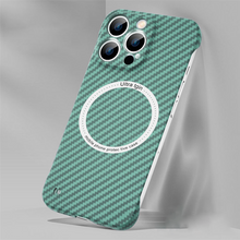 Load image into Gallery viewer, Carbon Fiber Texture Magnetic Wireless Charging iPhone Case