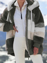 Load image into Gallery viewer, Coat Warm Hooded Zip Up Fuzzy Winter Jacket with Pockets