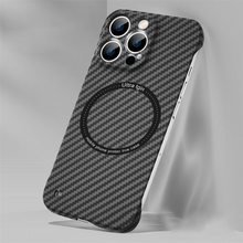 Load image into Gallery viewer, Carbon Fiber Texture Magnetic Wireless Charging iPhone Case