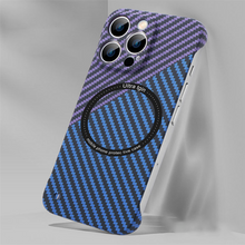Load image into Gallery viewer, Carbon Fiber Texture Magnetic Wireless Charging iPhone Case