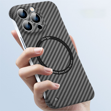 Load image into Gallery viewer, Carbon Fiber Texture Magnetic Wireless Charging iPhone Case