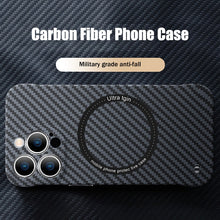 Load image into Gallery viewer, Carbon Fiber Texture Magnetic Wireless Charging iPhone Case