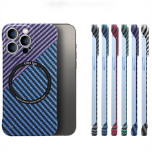 Load image into Gallery viewer, Carbon Fiber Texture Magnetic Wireless Charging iPhone Case