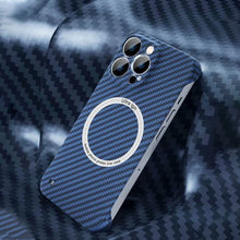 Load image into Gallery viewer, Carbon Fiber Texture Magnetic Wireless Charging iPhone Case
