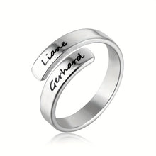 Load image into Gallery viewer, Personalized Stainless Steel Ring with 18k Gold Plating - Engrave 2 Names (Up to 25 Characters) - Perfect for Men and Women
